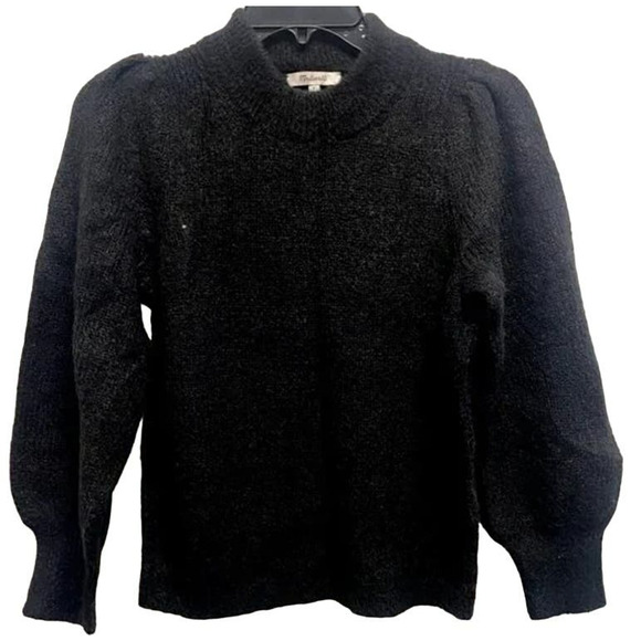 Madewell Sweaters - Madewell Eaton Pullover Crew Puff Sleeve Sweater Size Small in Black NWT